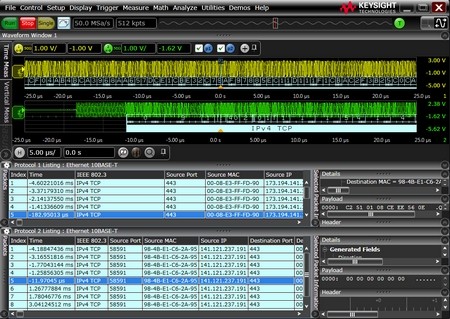 Nový dekodér Ethernetového protokolu pro osciloskopy Keysight Infiniium